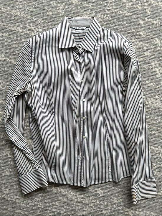 Loro Piana Tops - Loro Piana Classic Stripe Button-Up Shirt - White & Navy